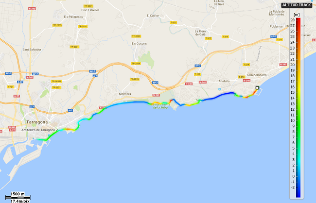 Mapa etapa 25 entre Torredembarra i Tarragona